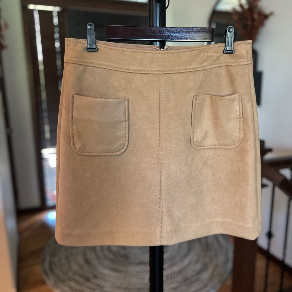 LOFT Faux Suede Mini Skirt Camel Size 8